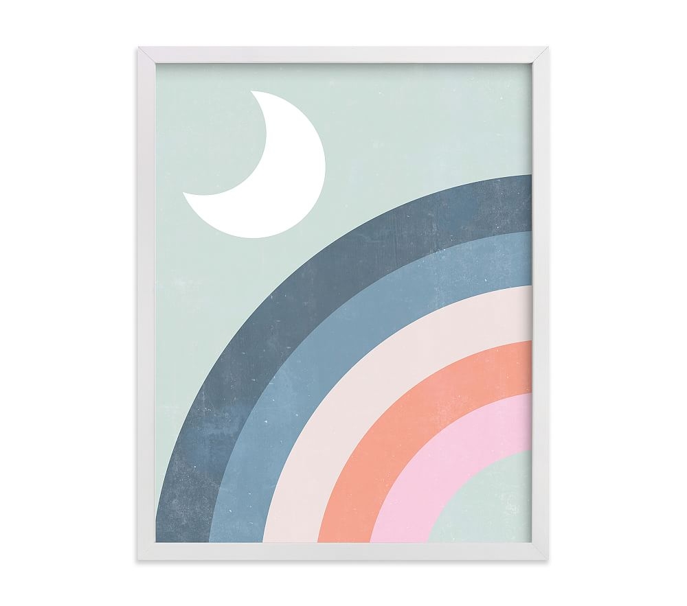 Minted(R) Double Pastel Rainbow with Moon Wall Art by Emmanuela Carratoni 11x14, White - Image 0