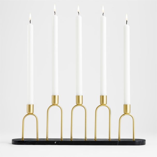Cassia Marble and Brass Taper Candle Centerpiece - Image 0