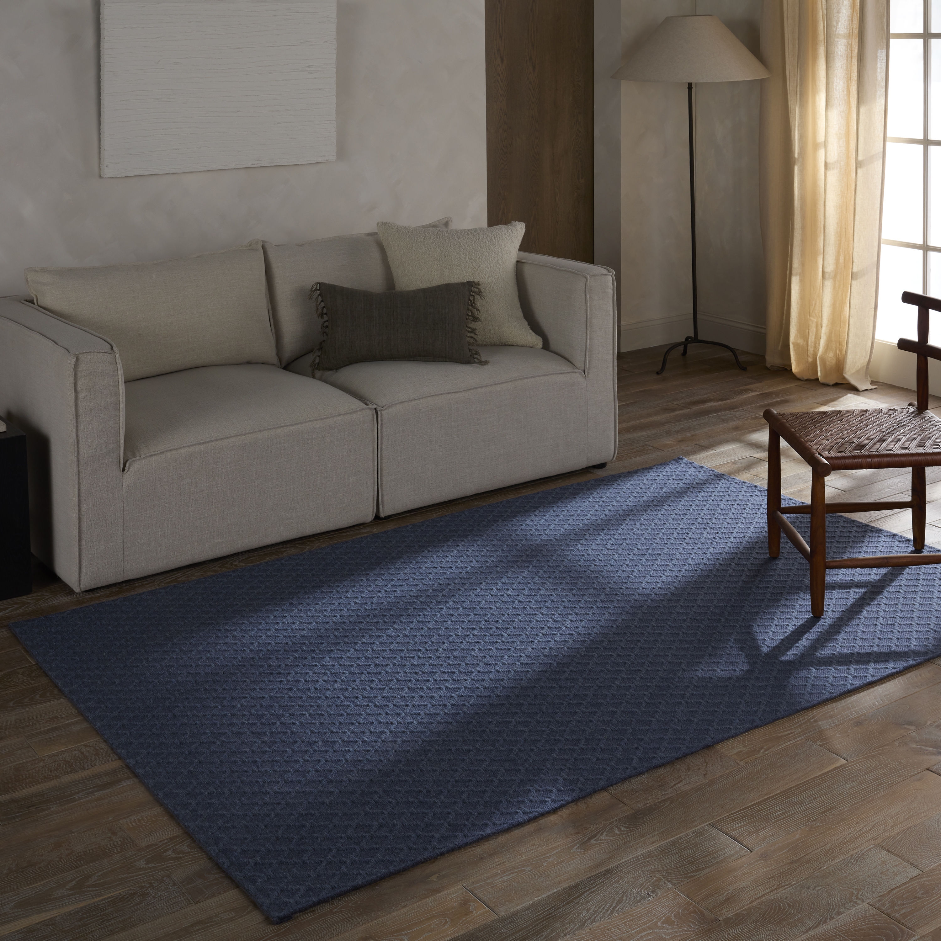 Edman LKN05 Geometric Blue Area Rug (8'6"x11'10") - Image 4