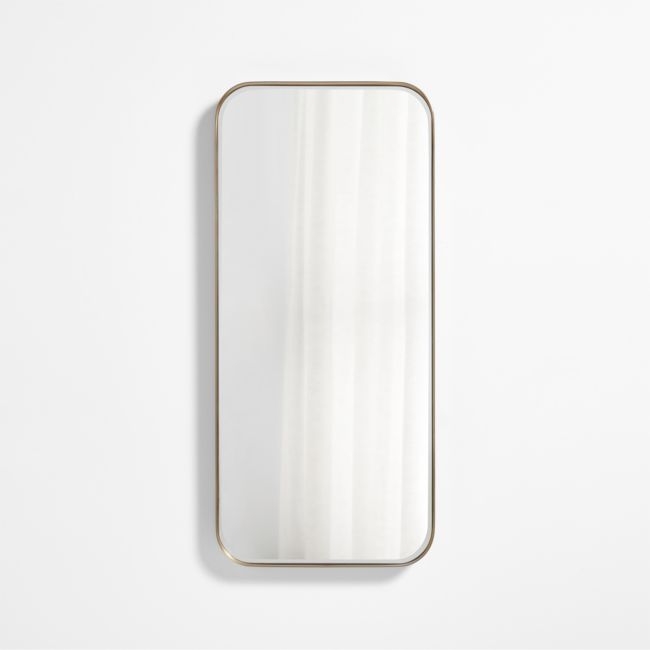 Edge Brass Metal Wide Depth Wall Mirror 19"x42" - Image 0