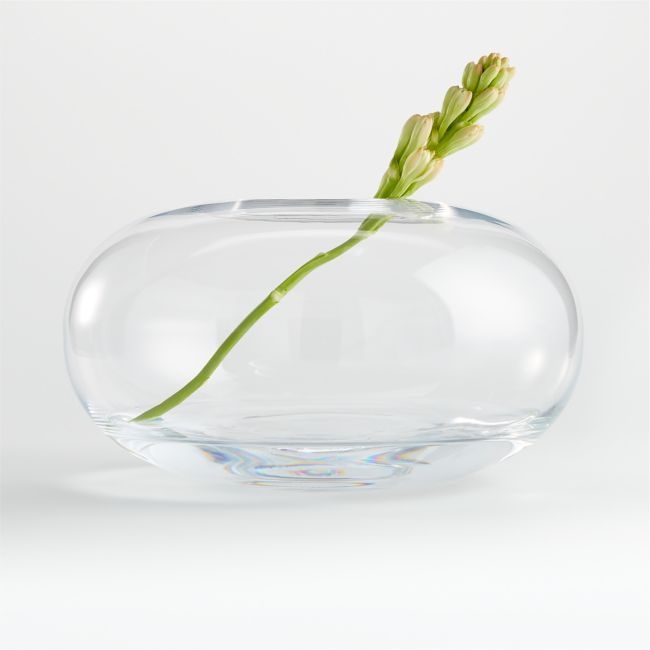 Laurel Clear Low Round Glass Vase 7" - Image 0