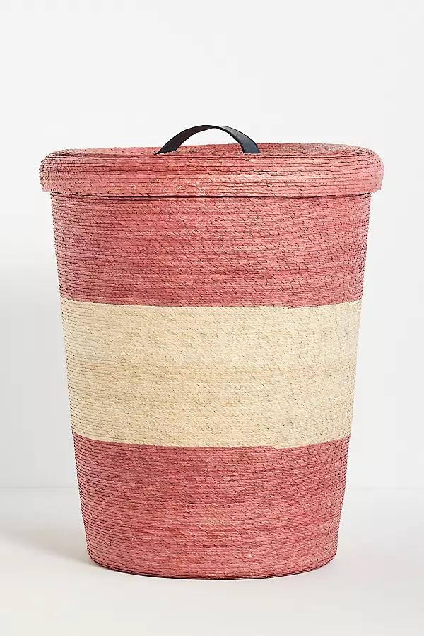 Dakota Woven Palm & Leather Hamper - Image 0