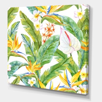 Tropical Foliage And Yellow Flowers II - Modern Canvas Wall Art Print-37042 - Image 0