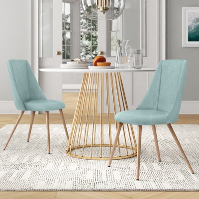 Kora Fabric Upholstered Solid Back Dining Chair (Set of 2) - Image 0