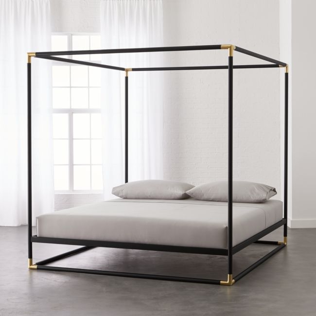 Frame Black Iron California King Canopy Bed - Image 0
