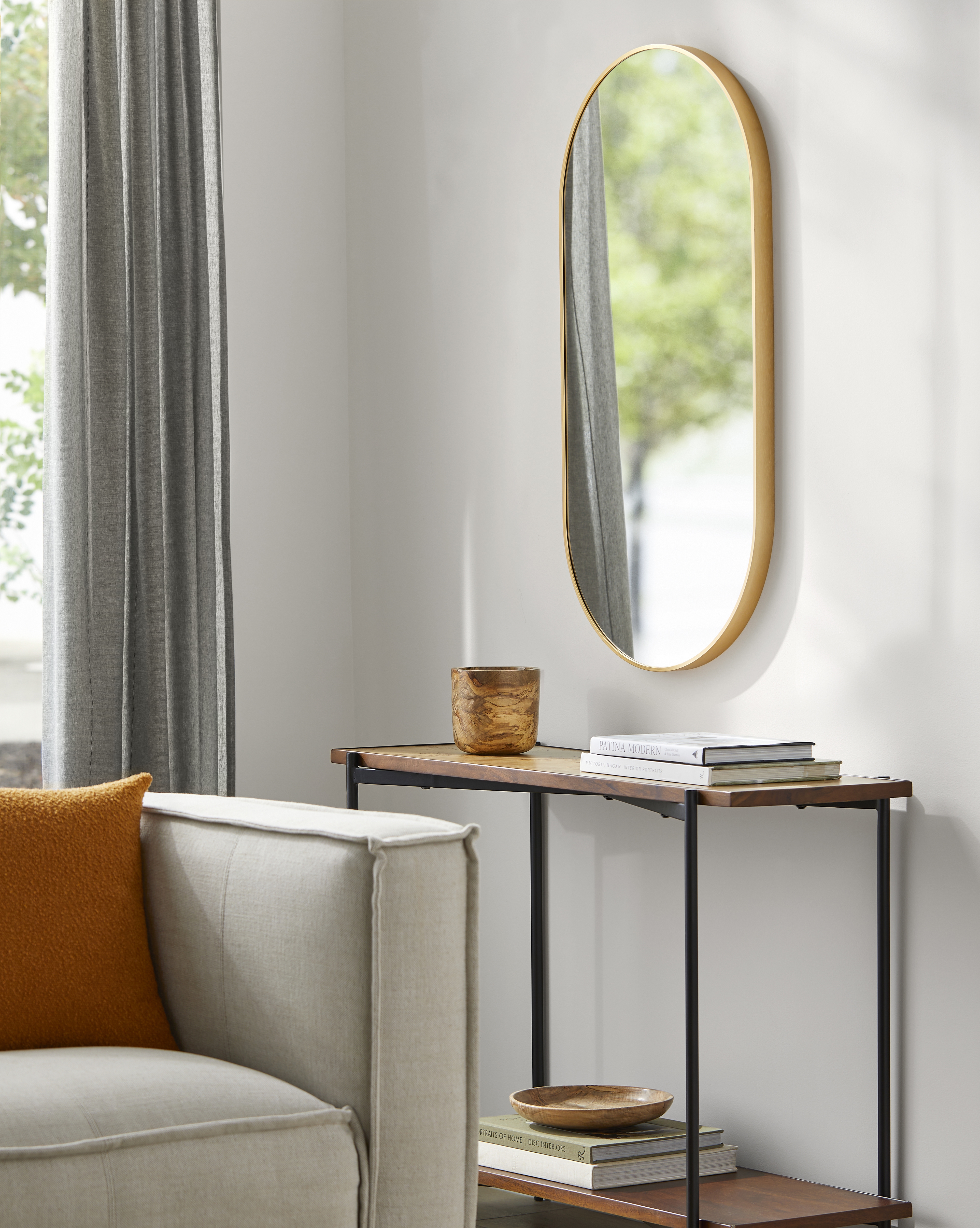 Ceraon Gold 39"H x 20"W x 2"D Accent Mirror - Image 1