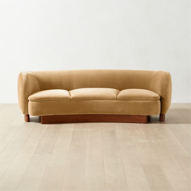 Muir Camel Velvet Curved Sofa by Lawson-Fenning - Image 0