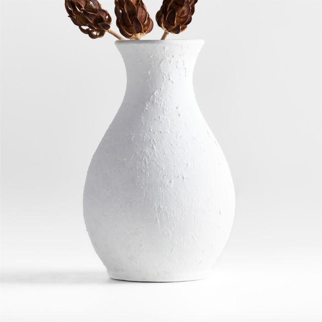 Lorient Small White Textured Ceramic Vase 15" by Laura Kim - Image 0
