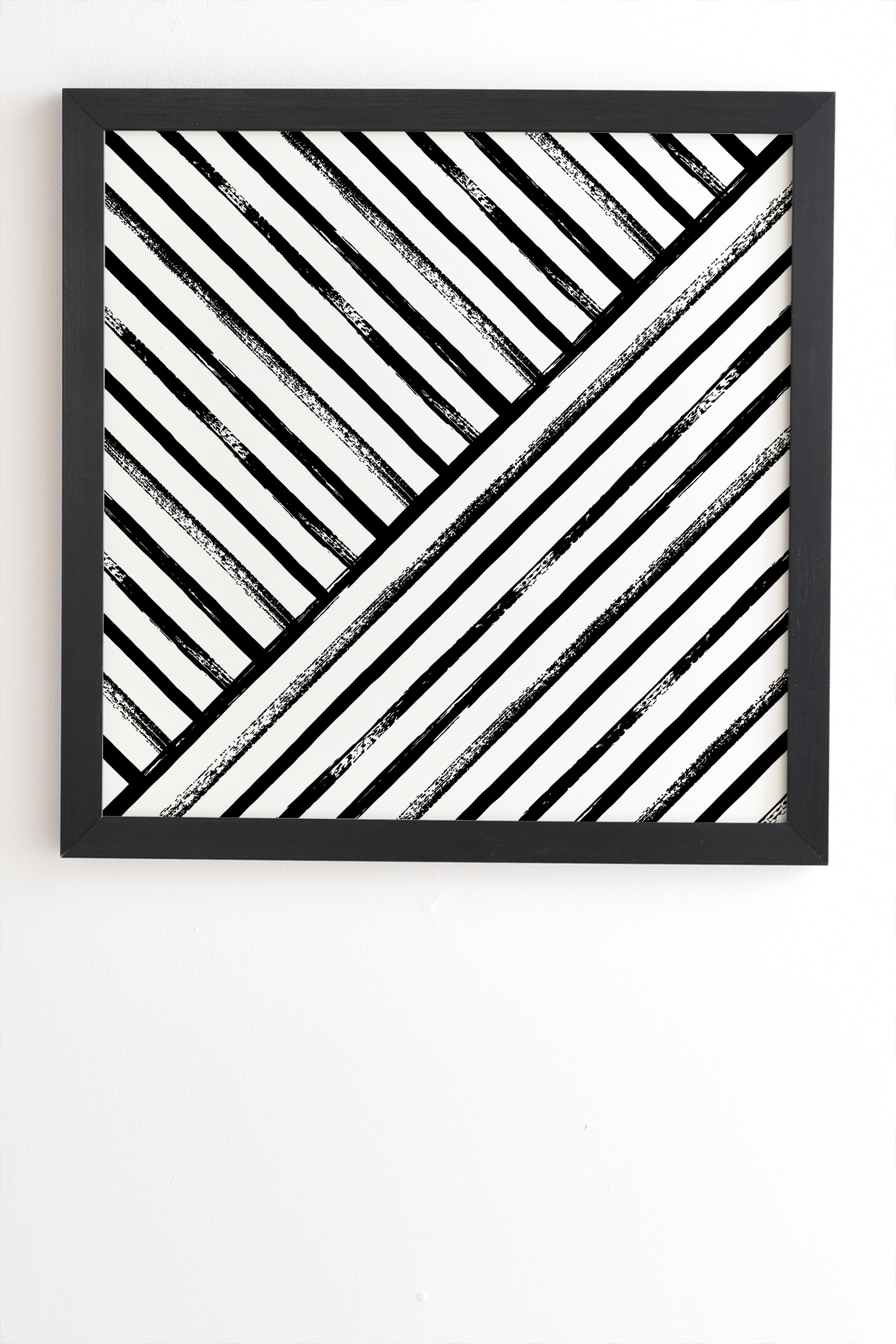 Geometric Stripe Pattern by Kelly Haines - Framed Wall Art Basic Black 14" x 16.5" - Image 1