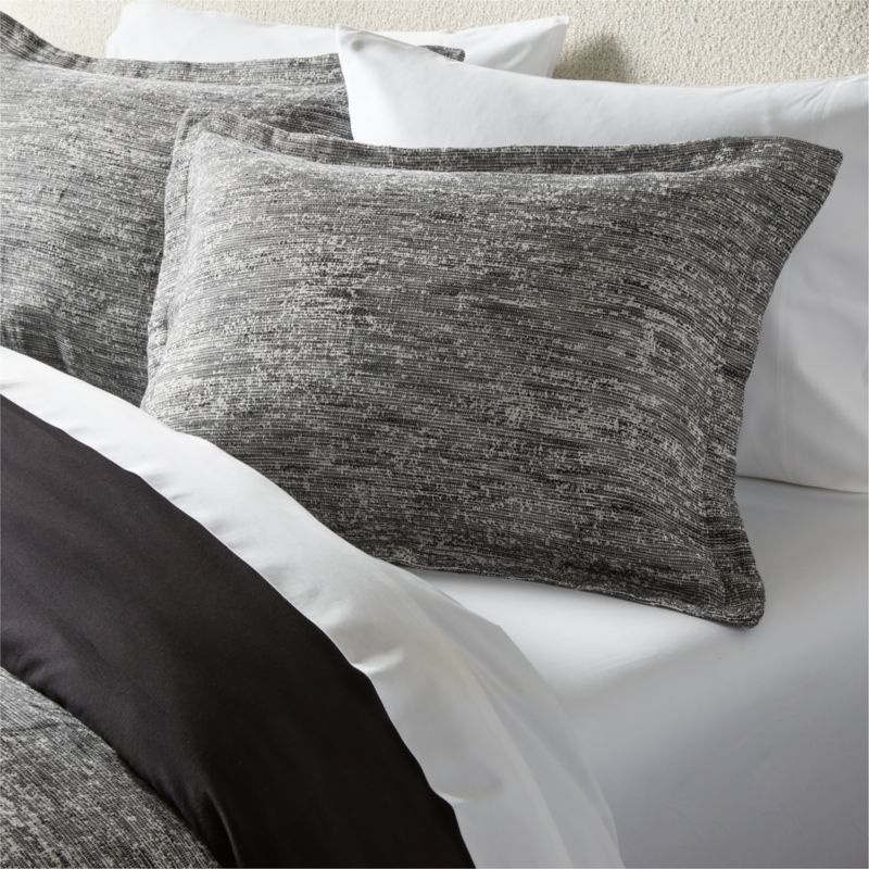 Delano Black and White Linen and Cotton King Shams Set of 2 - Image 3