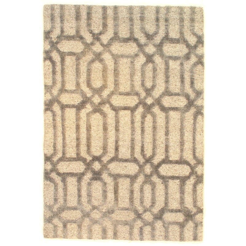 Pasargad NY Modern & Contemporary Soumak Weave Hand-Knotted Beige/Ivory Area Rug - Image 0
