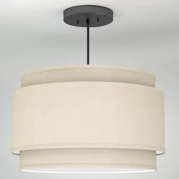 Alicia Linen Double Drum Pendant - Image 0