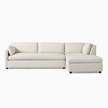Marin 114" Left 3-Piece Ottoman Sectional, Standard Depth, Chenille Tweed, Dove - Image 3