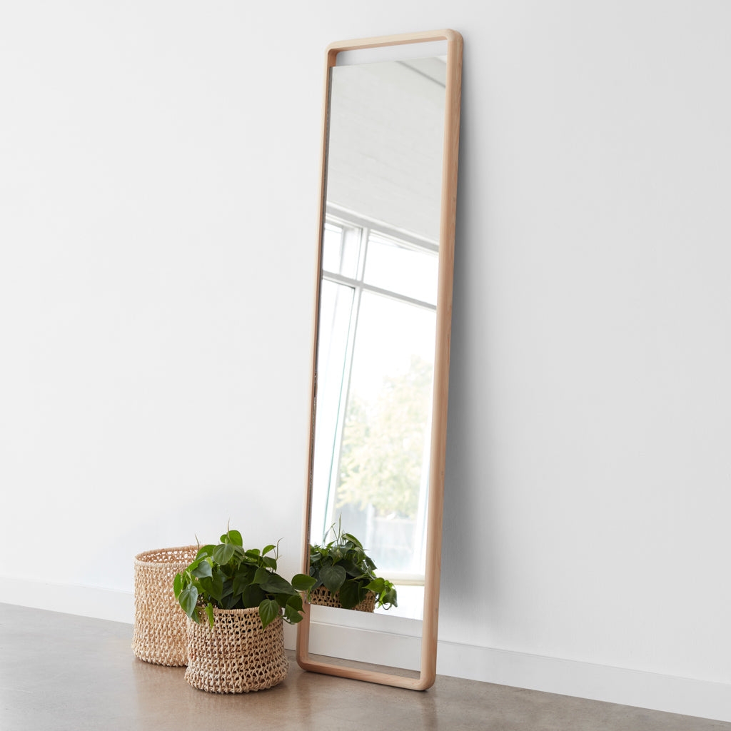 The Citizenry Hinoki Wood Floor Mirror | Small | Light Wood - Image 5