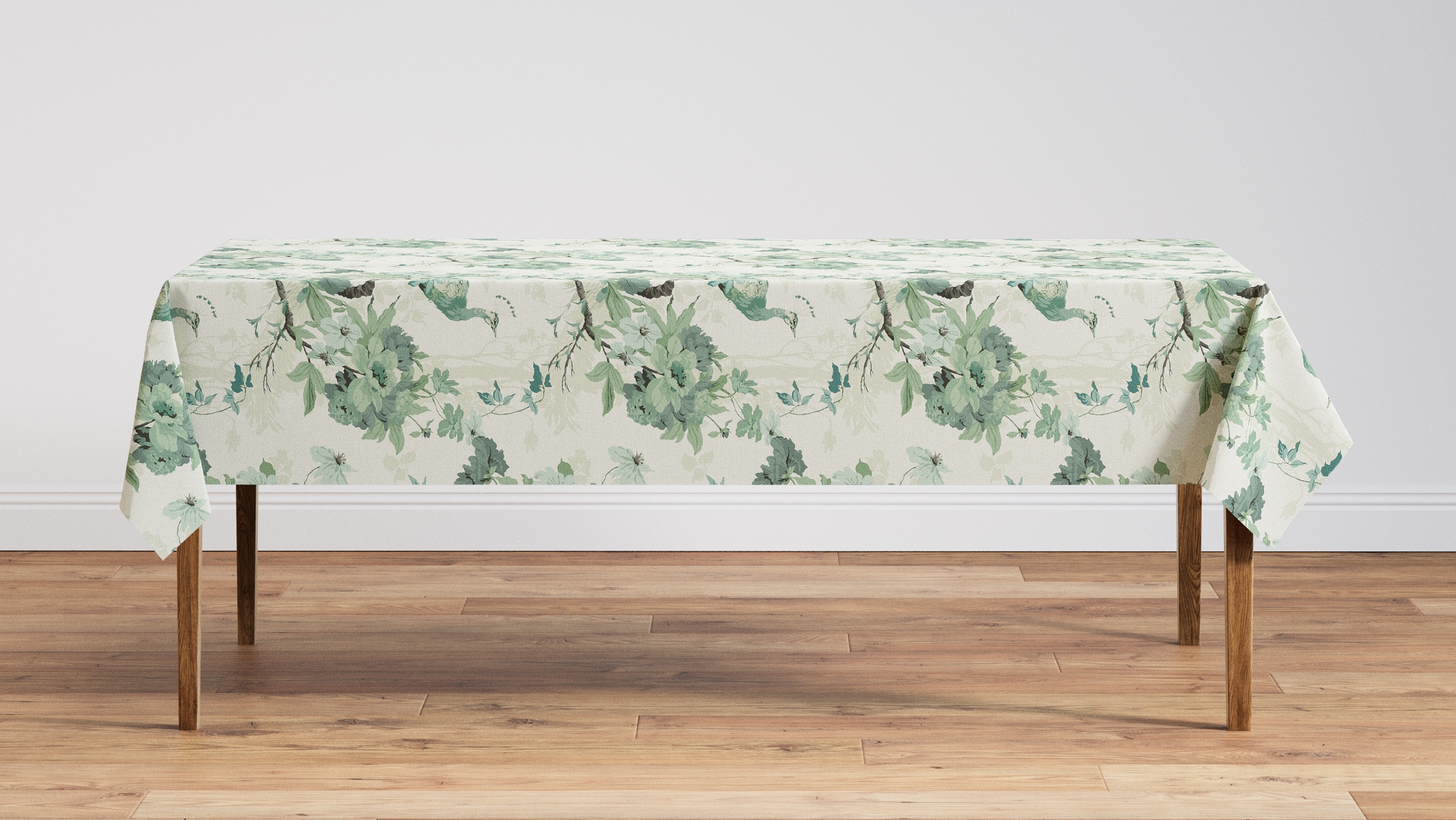 Tablecloth 56" x 90", Jade Peacock Park, 56" x 90" - Image 1