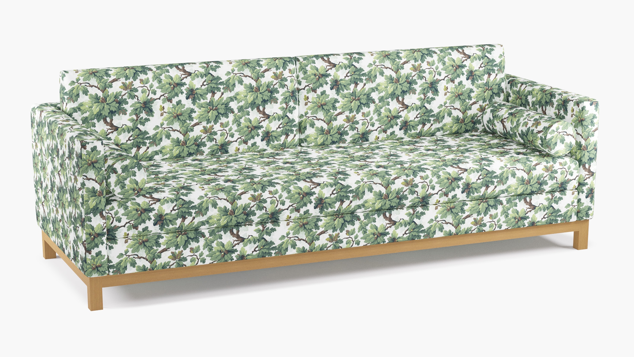 Tailored Tuxedo Sofa, Vert Woodland, Natural Wood Rail - Image 1