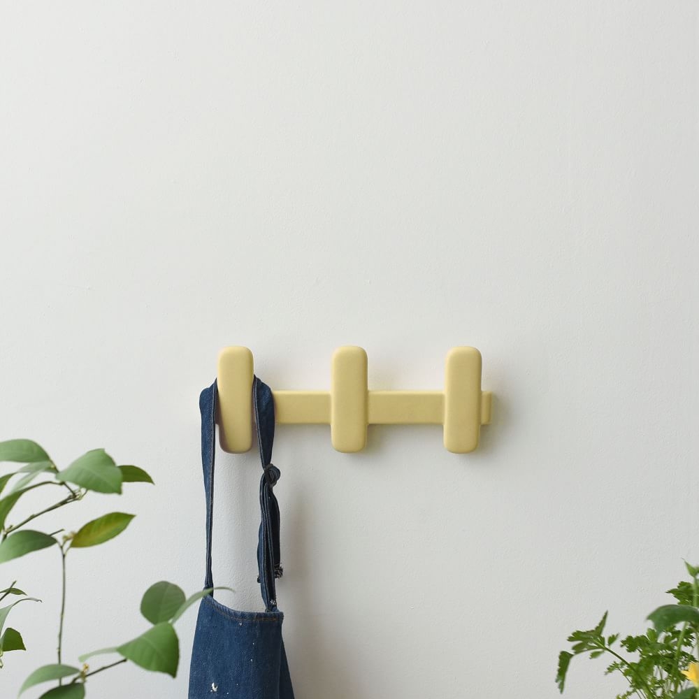Misewell MH3, Three Prong Coat Hook, Yellow - Image 0