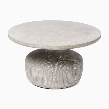 Tambor Outdoor 30 in Round Coffee Table, Gray Concrete - Image 3