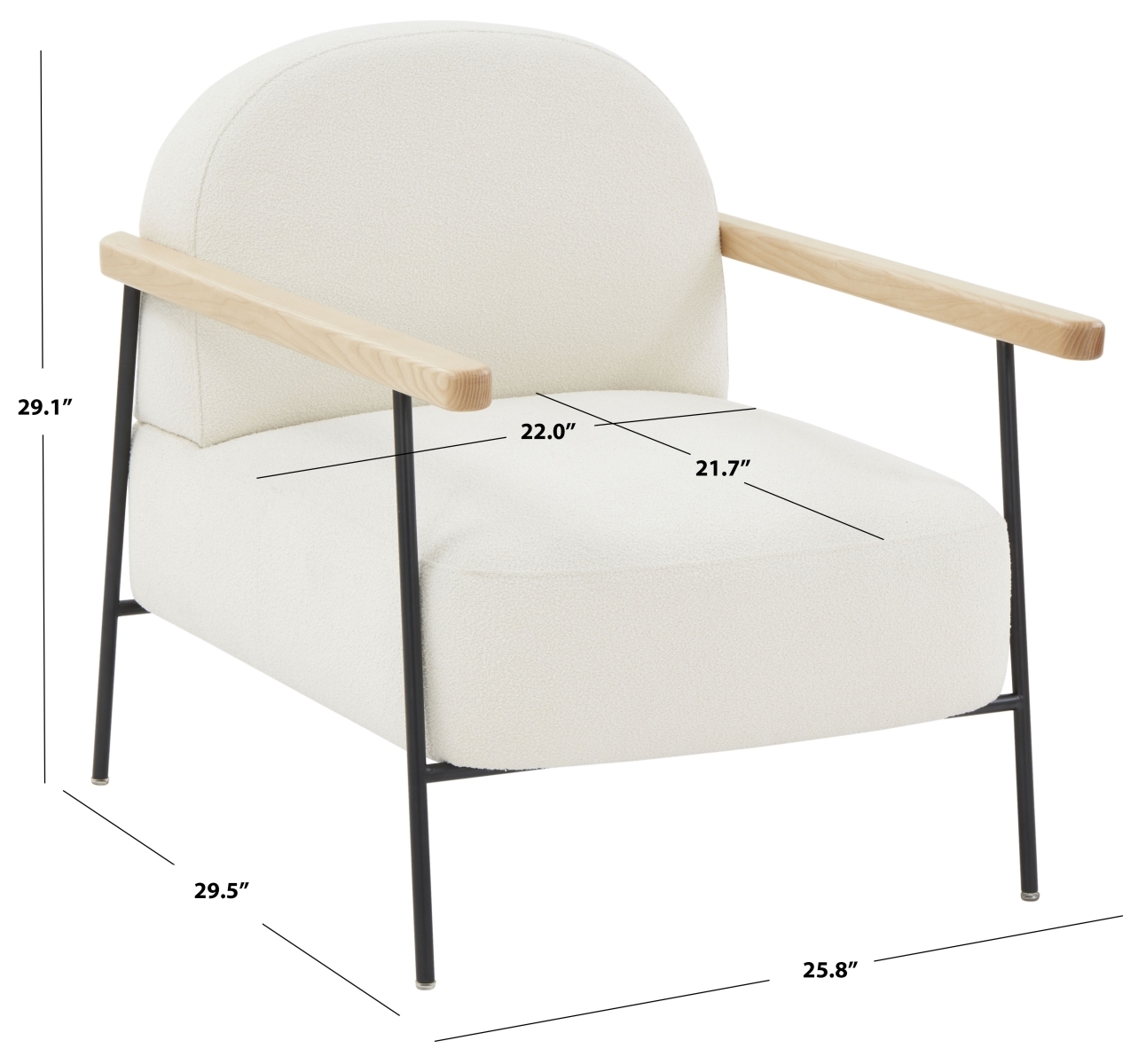 Faith Boucle Accent Chair - Ivory/Black - Image 5