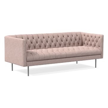 Modern Chesterfield 79" Sofa, Poly, Distressed Velvet, Mauve, Silver - Image 0