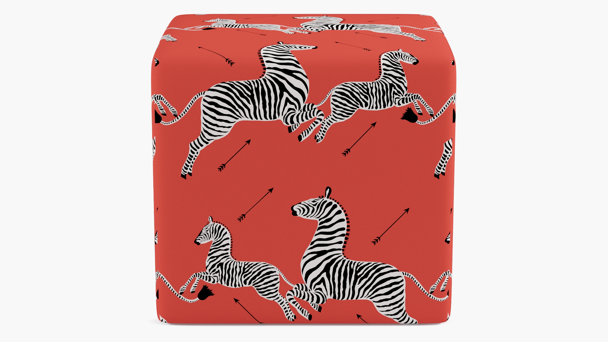 Cube Ottoman, Coral Zebra - Image 0