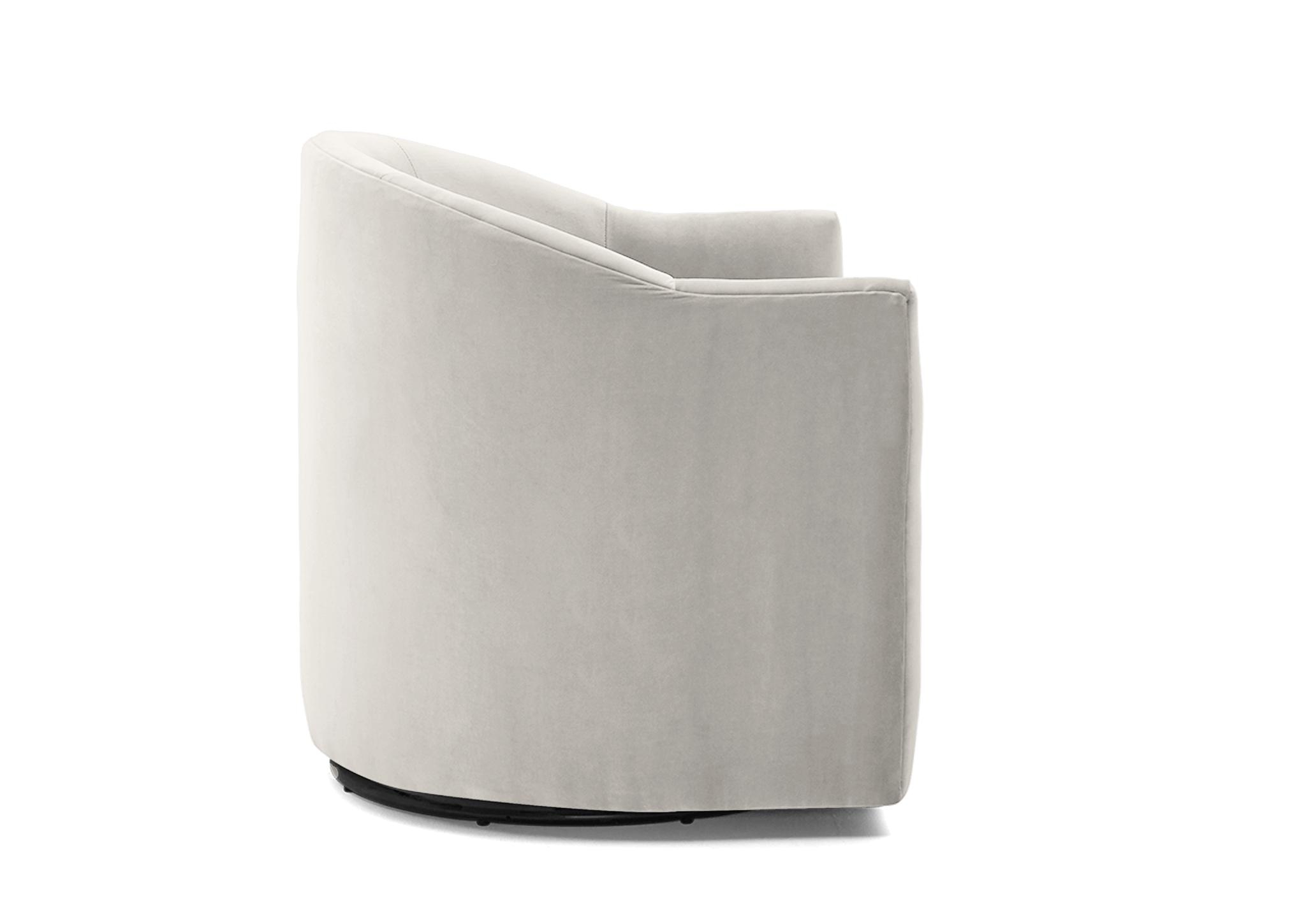 White Jolie Mid Century Modern Swivel Chair - Tussah Snow - Image 2
