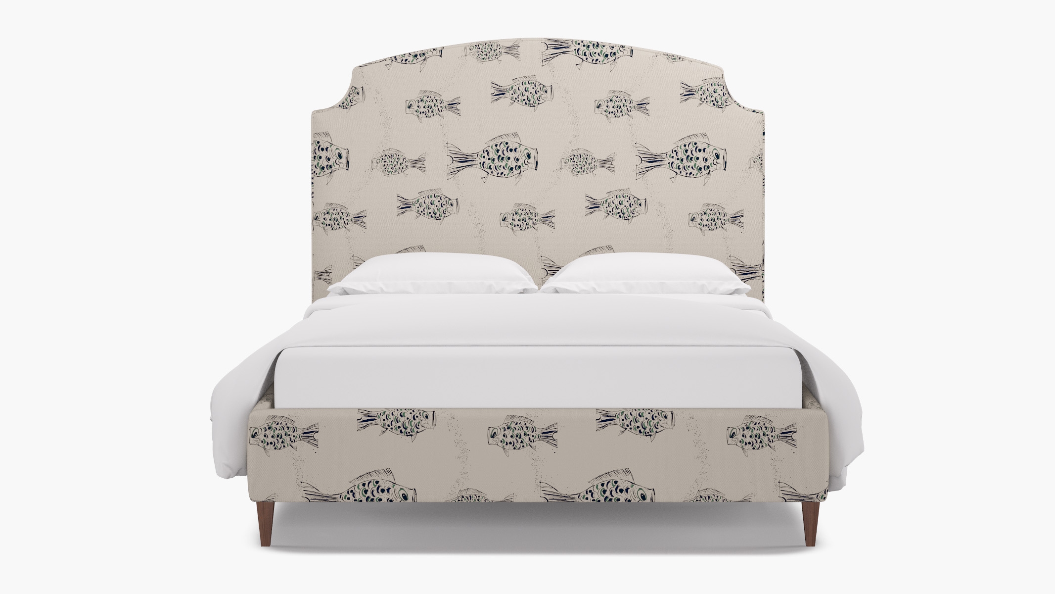 Cove Bed, Canvas Sakana, Walnut Square Tapered Leg, King - Image 0