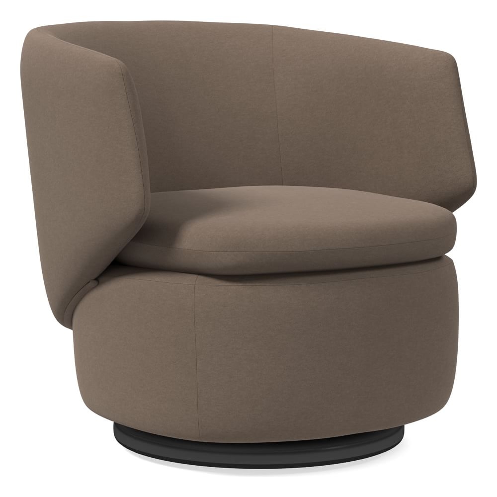 Crescent Swivel Chair, Poly, Performance Velvet, Mocha, Concealed Support - Image 0