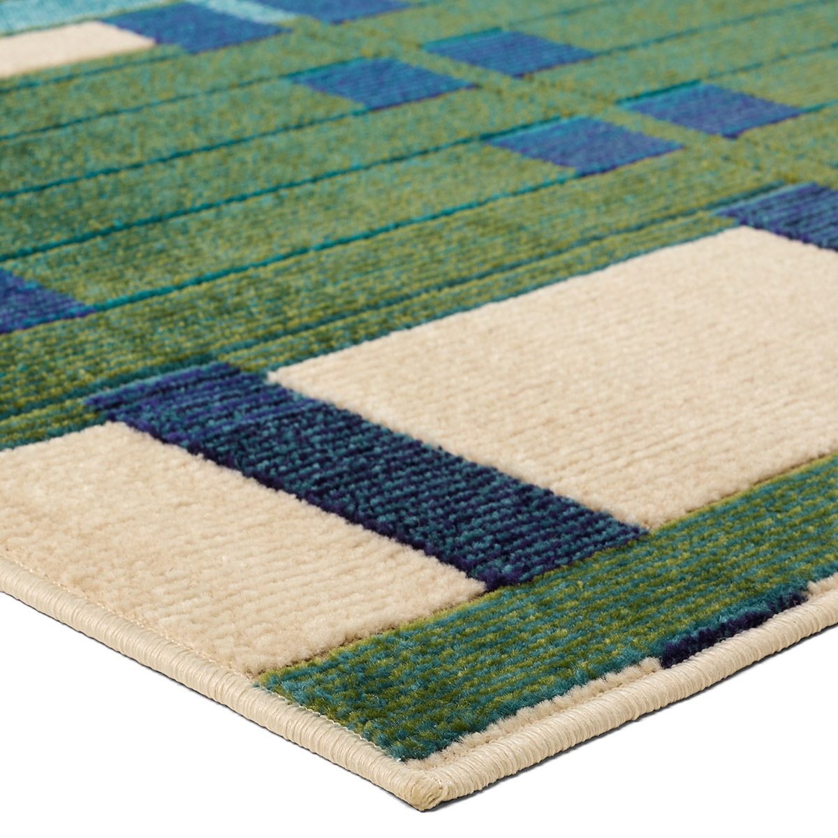 Mohair ALI01 Geometric Blue and White Area Rug (8'6"x11'6") - Image 1
