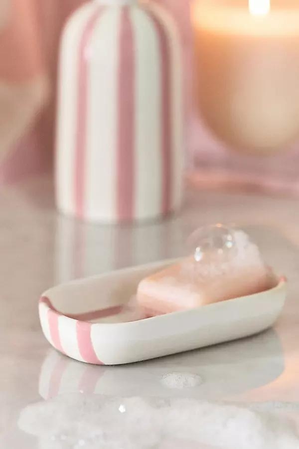 Striped Ceramic Soap Dish - Image 0