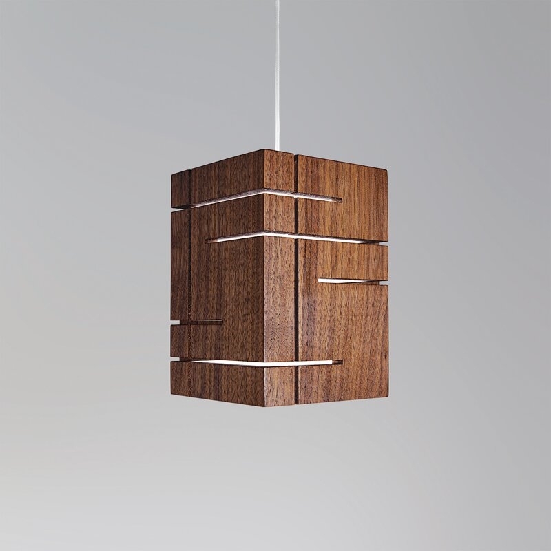 Cerno Claudo 1 - Light Single Rectangle LED Pendant with Wood Accents - Image 0