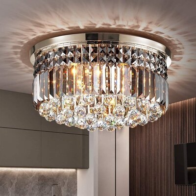 Crystal Chandelier,9 E12 LED Bulbs Required Height 11 X Width 20,Modern Chandeliers,Flush Mount Chandelier,Ceiling Light Fixture,For Kitchen Foyer Dining Room Bathroom Bedroom Living Room - Image 0