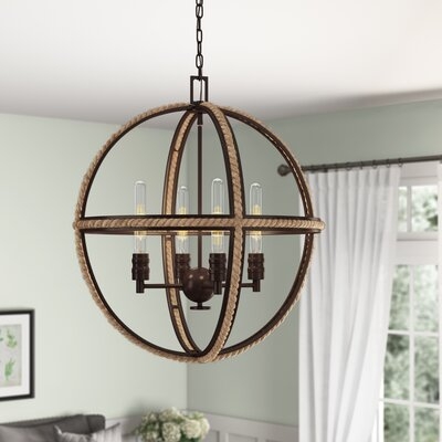Kennett 4 - Light Unique / Statement Globe Chandelier with Rope Accents - Image 0