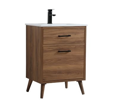 Franca Single Sink Vanity Cabinet, 1 Drawer, Walnut Brown, 18" - Image 5