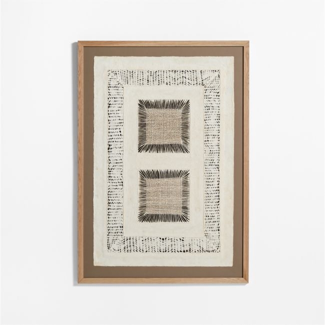 "Papel con Cuadrados"by Julio Laja Chichicaxtle in White Oak Frame Paper 54.75"x39" Wall Art - Image 0