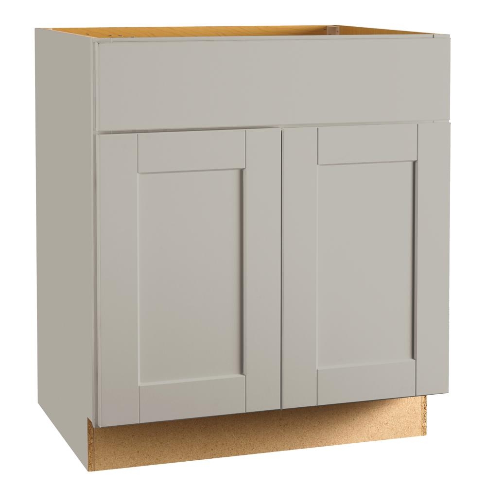 Shaker Assembled 30x34.5x24 in. Sink Base Kitchen Cabinet in Dove Gray - Image 0