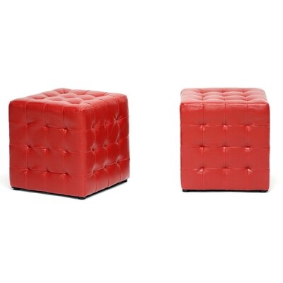 Kashiram 14.25'' Wide Faux Leather Tufted Square Cube Ottoman with Storage - Image 0