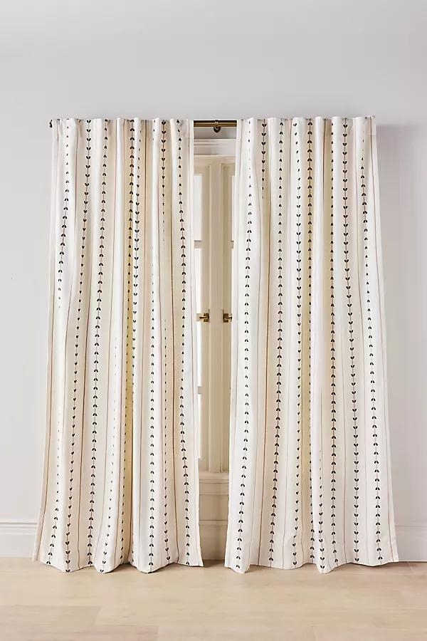 Embroidered Cotton Striped Hearts Curtain - Image 0