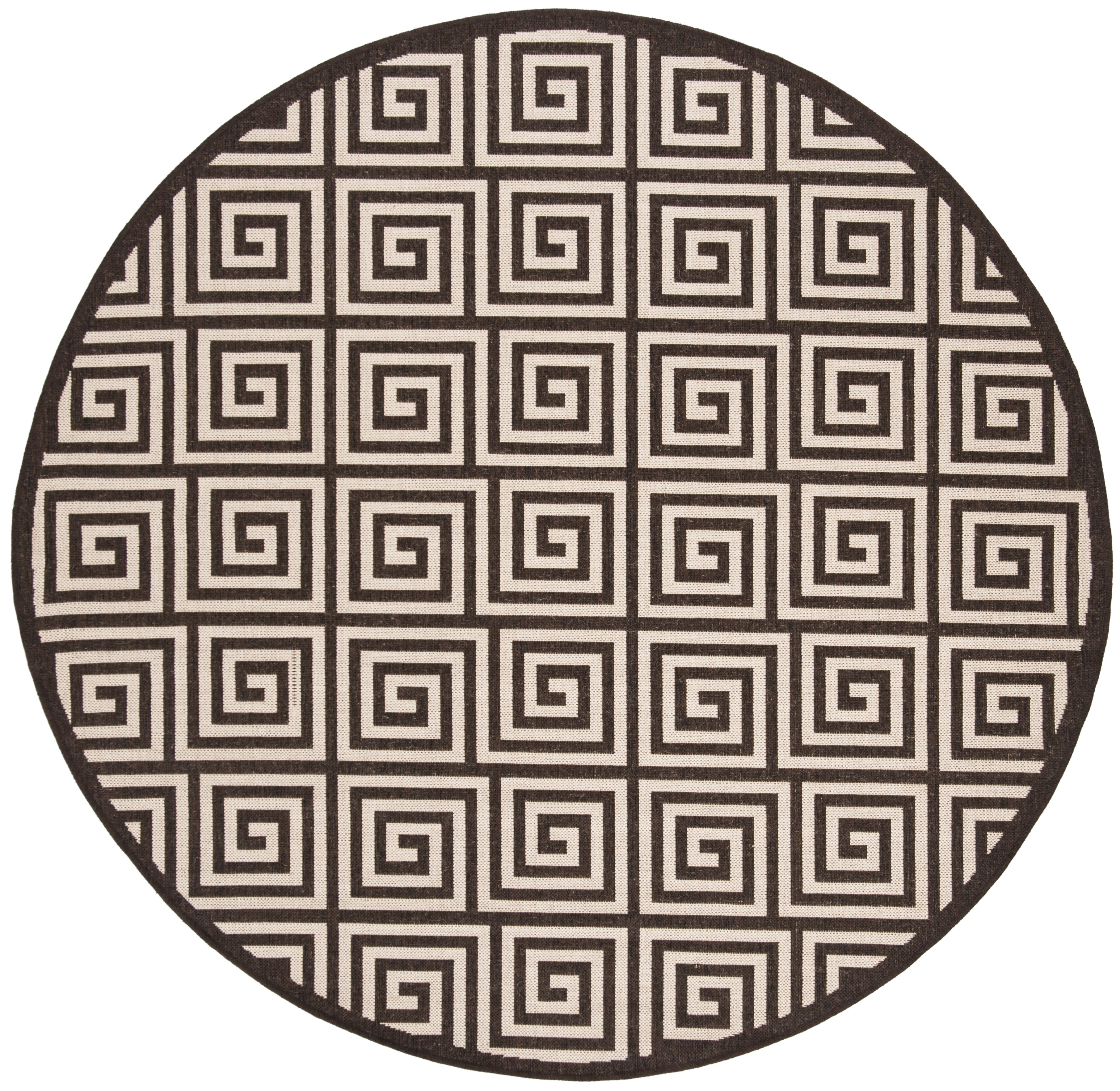 Arlo Home Indoor/Outdoor Woven Area Rug, LND129B, Natural/Brown,  6' 7" X 6' 7" Round - Image 0