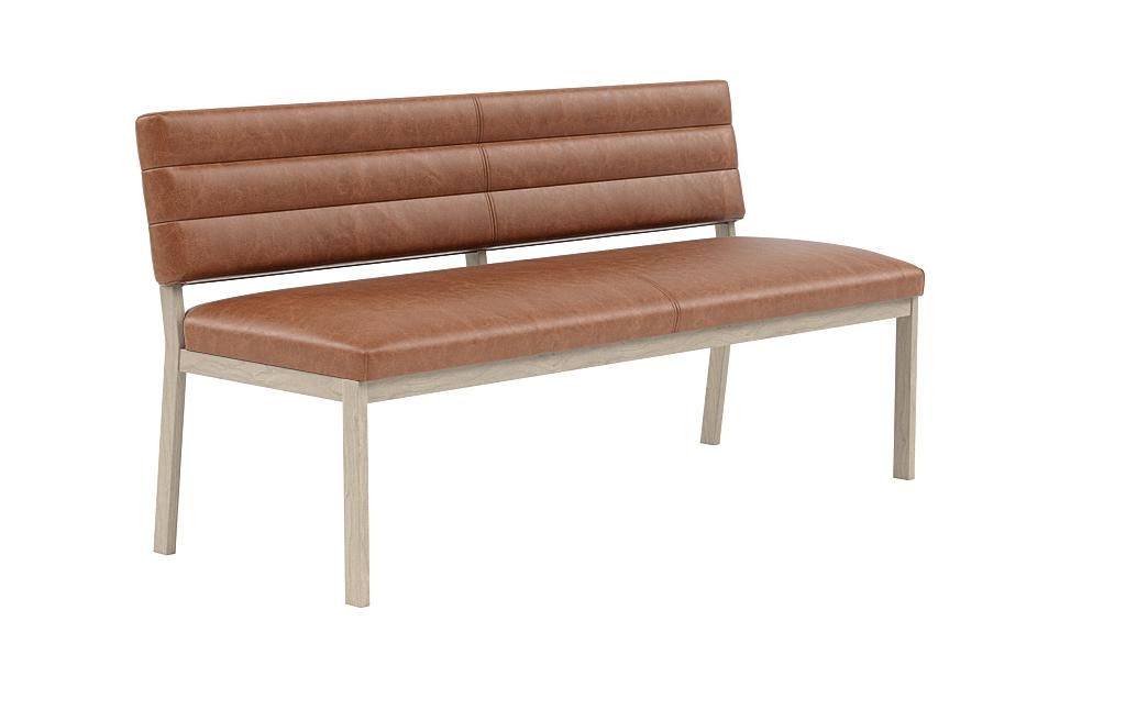 Nora Leather Wood Framed Upholstered Bench - Image 1