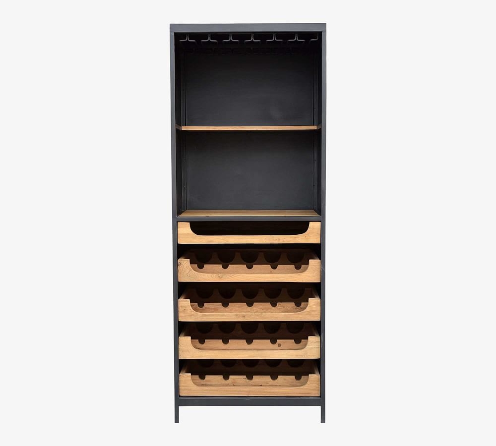 Cavendish 26.5" Teak Bar Cabinet, Natural & Black - Image 0