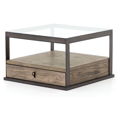 Ancroft Glass Top Frame End Table with Storage - Image 0