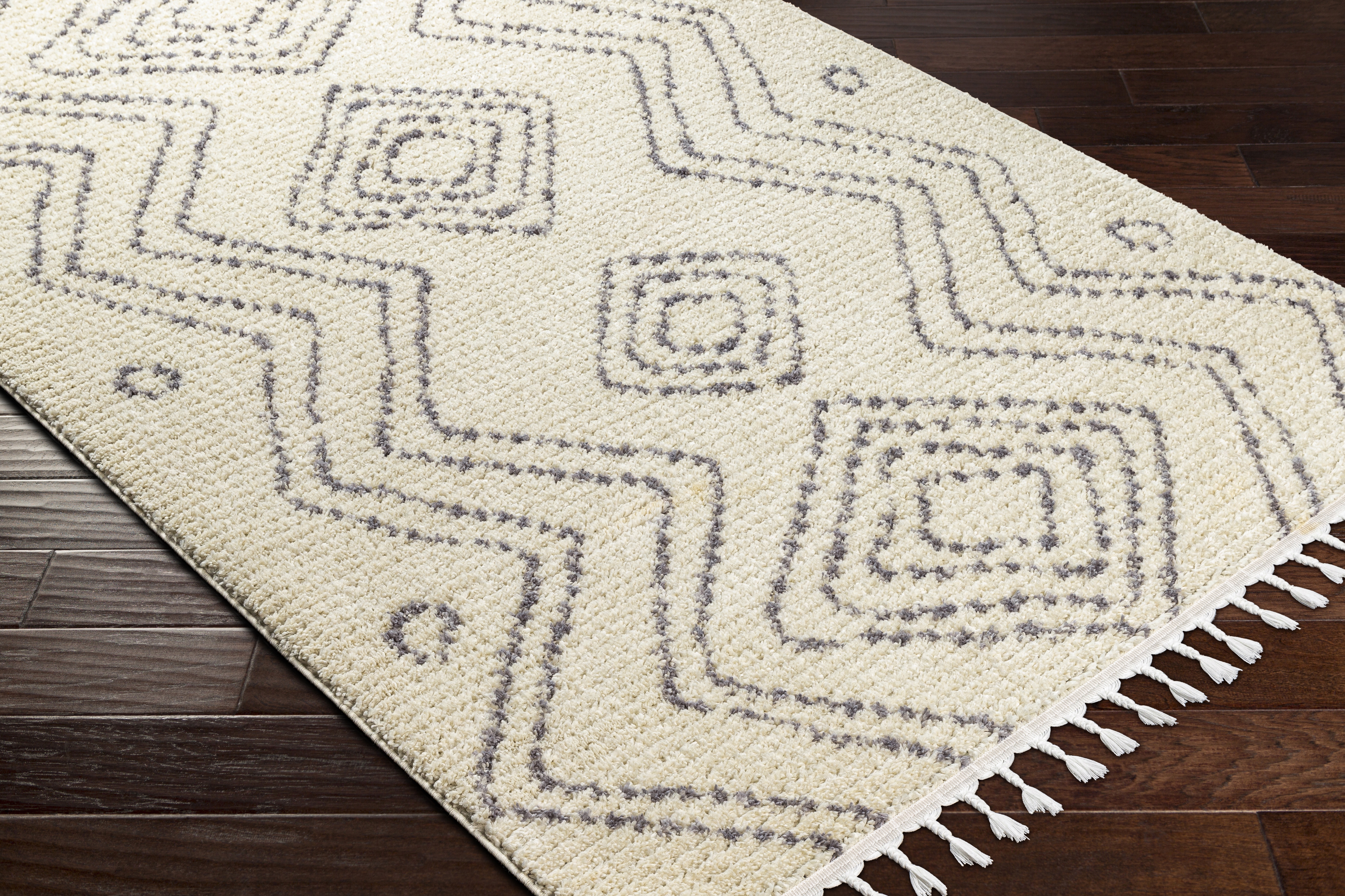 Casablanca Shag White Indoor 9'2" x 12' Machine Woven Rug - Image 6