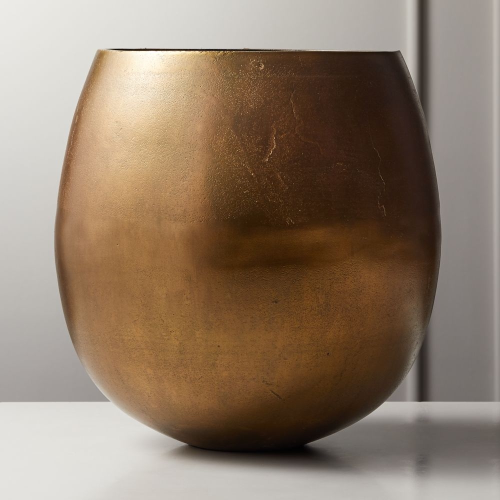 Rough Cast Brass Metal Indoor Planter Small - Image 0