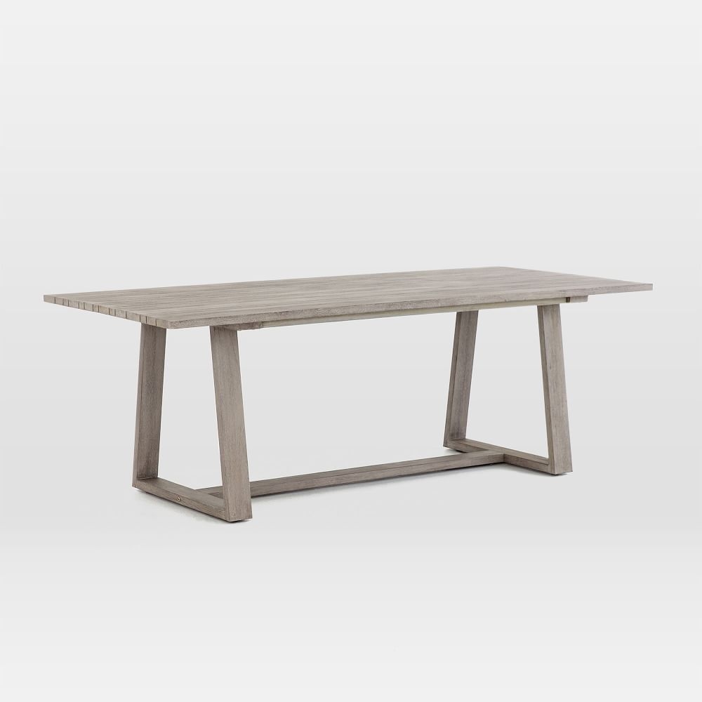 Teak Wood Outdoor Dining Table, Washed Brown - Image 0