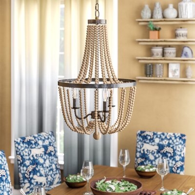Adelina 3 - Light Candle Style Empire Chandelier with Wood Accents - Image 0