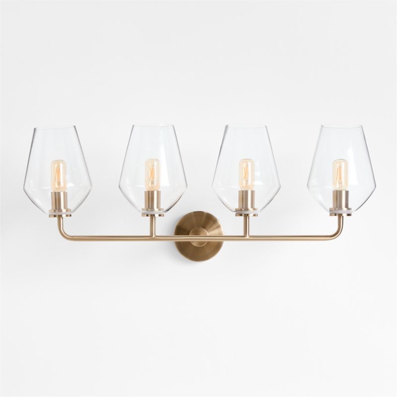 Arren Brass 4-Light Wall Sconce Light with Clear Glass Angled Shade - Image 4