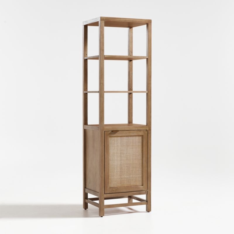 Blake 22" Light Brown Teak and Rattan Tall Storage Cabinet - Image 7