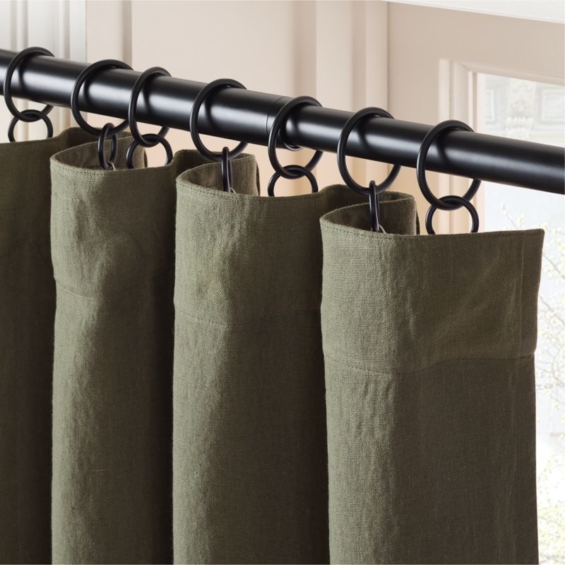 Olive Green EUROPEAN FLAX™-Certified Linen Blackout Window Curtain Panel 48"x84" - Image 3