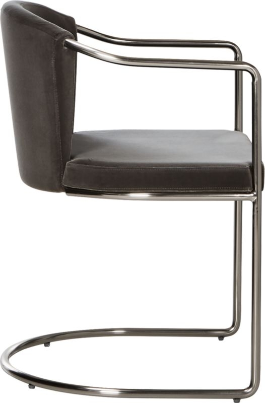 Cleo Grey Velvet Cantilever Chair - Image 3